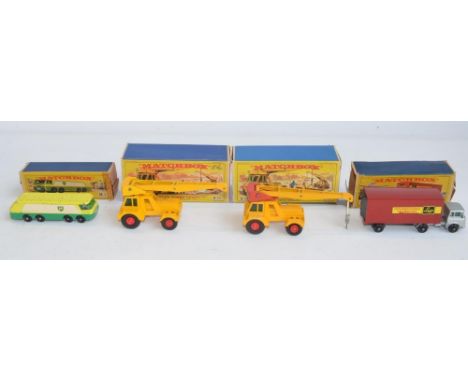 Four vintage boxed Matchbox diecast vehicles to include 2x K-14 Taylor Jumbo Cranes (both in excellent little used condition,