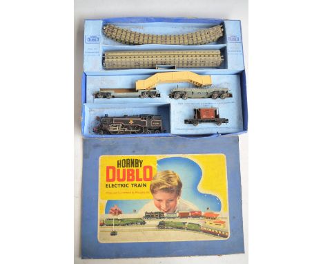 Vintage Hornby Dublo 3 rail electric tank engine goods train set (box top incomplete) 