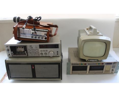 c1960s Perdio portable TV, UHER 4000 Report-S reel to reel tape recorder, RACAL TK0401 dual deck voice logging recorder, Tech