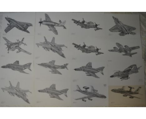 Collection of over 100 post war/Cold War and modern era related aviation pencil sketch prints by Geoff Pleasance, the majorit