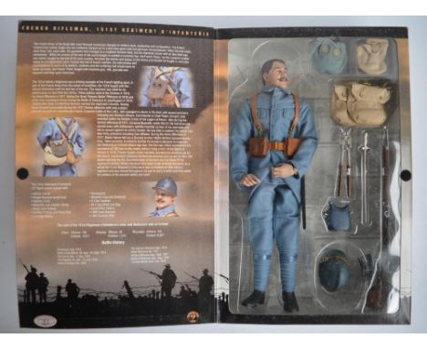 Sideshow Toys "Bayonets &amp; Barbed Wire" 1/6 scale (12") French Rifleman figure, 6x 1/32 scale Corgi "Forward March" painte