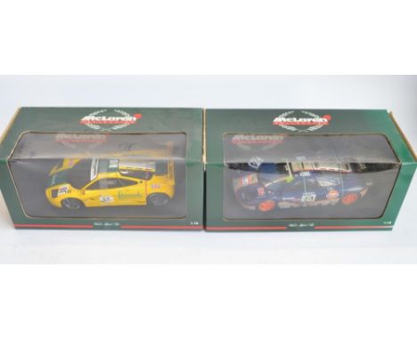 Two boxed Paul's Model Art McLaren Collection 1/18 scale diecast GTR models, 530 151824 F1 GTR Gulf 4th Le Mans (model in ver