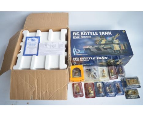 Radio controlled BB firing M1A2 Abrams tank model (with attached factory tag, full complement of plastic BB's, 9V battery etc