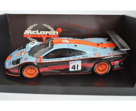 Two boxed UT Models McLaren Collection 1/18 scale diecast GTR models to include 39727 F1 GTR Le Mans Raphanel/Gounon/Olofsson