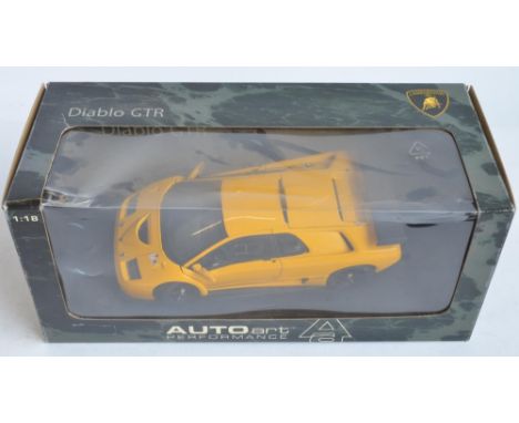 Autoart 1/18 scale highly detailed Lamborghini Diablo GTR car model featuring opening doors, bonnet and engine bay with detai