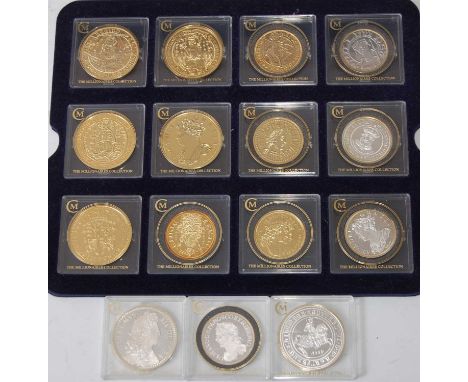 Great Britain, a collection of fifteen London Mint Office Millionaires Collection silver/silver gilt commemorative coins. (15
