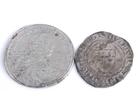 Brandenburg-Bayreuth (German States), 1735 30 kreuzer, obv; Friedrich bust right; rev; crowned shield dividing date, together