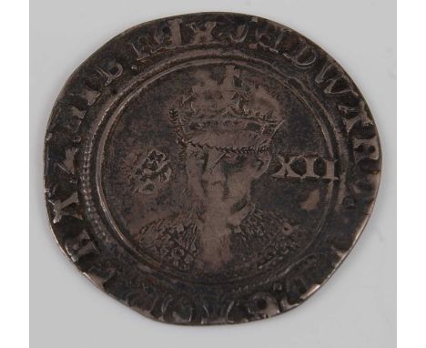 England, Edward VI (1547-1553) silver shilling, fine silver issue mm TUN (1551-1553), obv; crowned bust front facing with ros