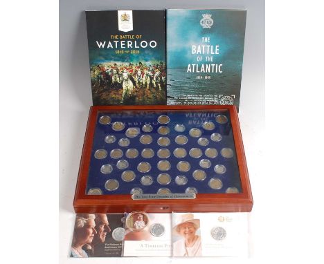 Great Britain, Danbury Mint, The Last Four Decades of Threepences, in fitted case, together with a Waterloo 200 (1815-2015) c