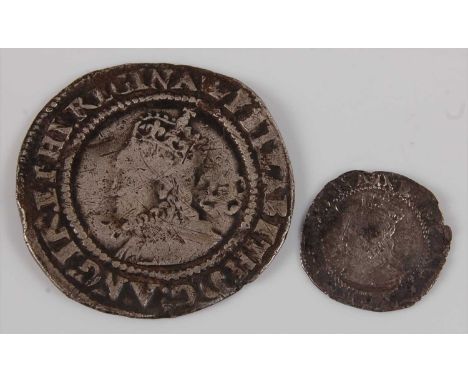 England, 1568 sixpence, Elizabeth I bust left with rose, rev; quartered shield with long cross dividing date, together with a