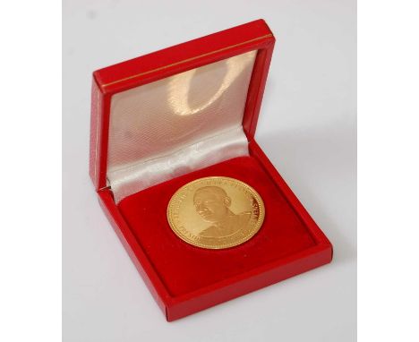 Republic of Sierra Leone, 1972 Republic 1st Anniversary 21ct gold commemorative coin, obv, portrait of Dr Siaka Stevens, rev;