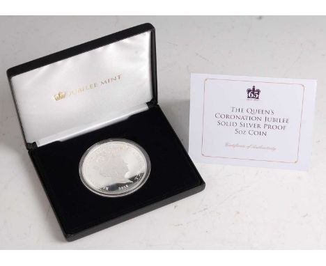 Great Britain, Jubilee Mint, The Queen's Coronation Jubilee 5oz silver proof coin, boxed with certificate. (1)