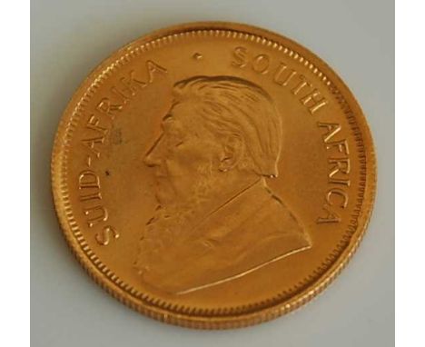 South Africa, 1982 gold quarter Krugerrand, obv; portrait of Stephanus Johannes Paulus Kruger, rev; springbok dividing date. 