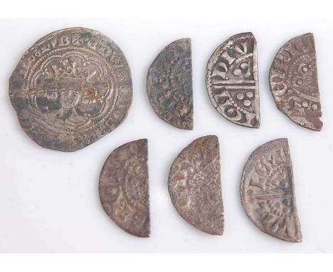 England, Edward III (1327-1377) half groat, obv; front facing crowned bust, rev; long cross with three pellets in angles, tog