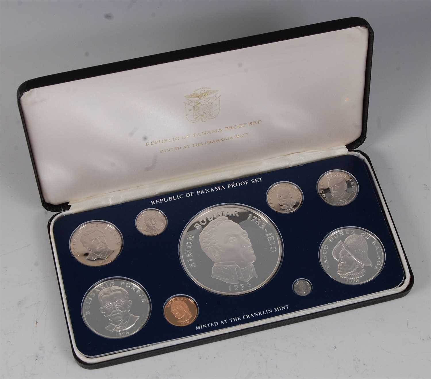 Republic of Panama, Franklin Mint 1976 nine coin proof set, Twenty ...