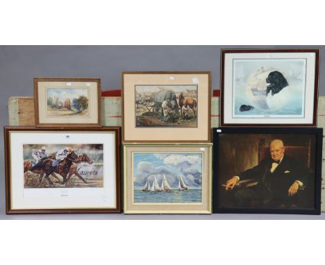 A Limited Edition coloured horse-racing print after D. M. Dent titled “Shower Specialists” (Ltd no. 756/850) 12¼”x18”, and fi