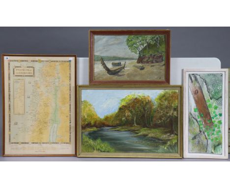 Various decorative paintings, embroideries &amp; prints.