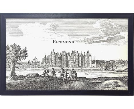 AFTER MICHIEL VAN DER GUCHT (1660-1725), 'Richmond Palace' print, 61cm x 96cm, framed.