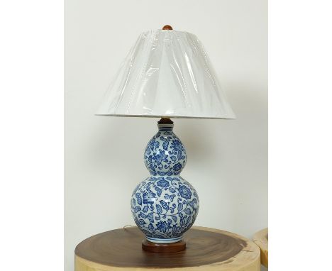 LAUREN RALPH LAUREN HOME TABLE LAMP, double gourd design, with shade, 69cm H approx.