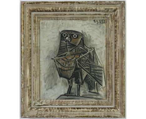 PABLO PICASSO, The owl, lithograph, dated in the plate, 1954, editions Cercle d'Art, French vintage frame, 28.5cm x 24cm.