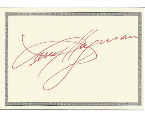 Actor Larry Hagman signed card together with unsigned 10x8 colour photo from the set of Dallas. Larry Martin Hagman was an Am