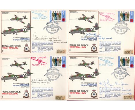 7 RAF West Malling FDC collection All signed by 298 Squadron with stamps and Postmarks. First Official Glider Mail UK. S. C33