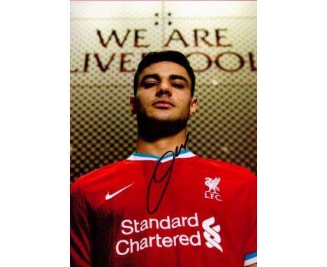 Ozan Kabak signed 12x8 Liverpool colour photo. Ozan Muhammed Kabak (born 25 March 2000) is a Turkish professional footballer 
