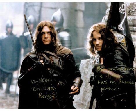 Royd Tolkien (Golasgil) Handsigned 10x8 Colour Photo of a Scene during Lord Of The Rings Film. An Inscription written down th
