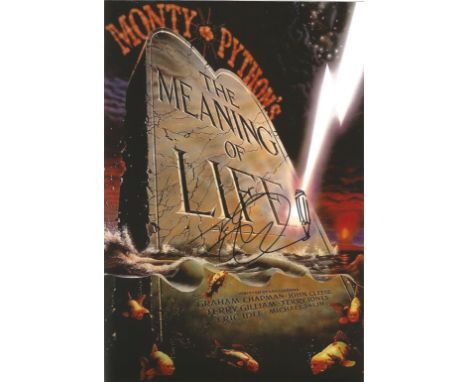 Comedy troupe Monty Pythons The Meaning of Life 12x8 promotional poster singed by Terry Gilliam. The Meaning of Life is a 198