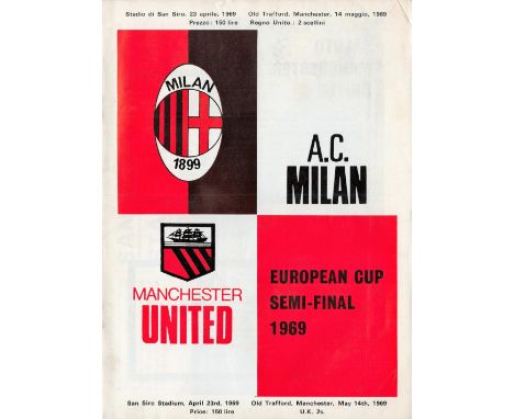 Vintage Programme A. C. Milan v Manchester United European Cup Semi-Final 1969. Good condition. All autographs come with a Ce
