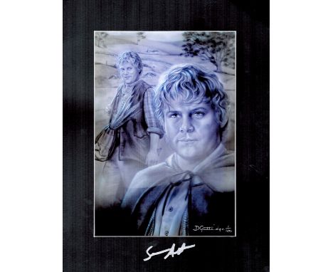 Sean Astin (Samwise Gamgee) Signed Artwork by Duncan Gutteridge, limited Edition 1/100. Print shows Astin and one other durin