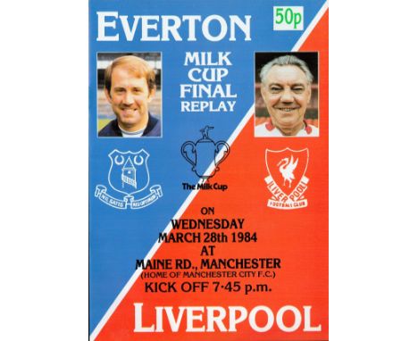 Everton v Liverpool Milk Cup final replay vintage programme March 28th, 1984. Good condition. All autographs come with a Cert