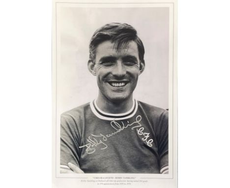 Bobby Tambling signed Chelsea Legend Bobby Tambling 16x12 black and white print. Bobby Tambling is Chelseas all time goalscor