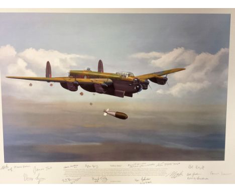 Maurice Gardner Multi Signed colour 27. 5x20 Print Titled  Tallboy Away Multi Signed in Pencil by James Tait, Colin Cole, Dam