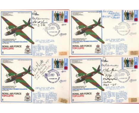 7 RAF Topcliffe FDC collection all Signed by 150th squadron members, with stamps and postmarks. S. C. 26. Signed by Sgt W Tal