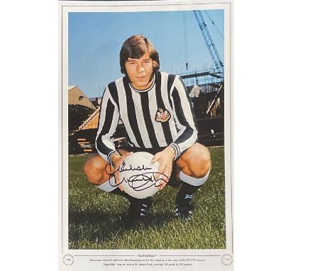 Malcom MacDonald signed Supermac 16x12 colour print. Newcastle Uniteds Malcom Macdonald poses for the cameras at the start of