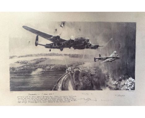 Robert Taylor Multi Signed Black and White 27x17 Print Titled Dambusters - Goner 58A set on beige high quality card. Limited 