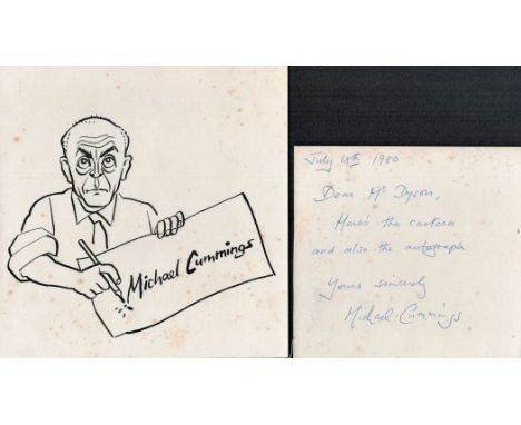 Michael Cummings cartoonist self-portrait and signature. Good condition. All autographs come with a Certificate of Authentici