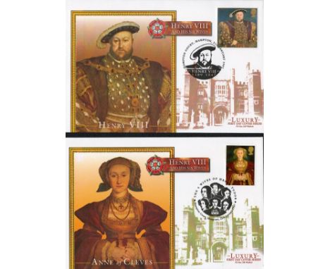 Collection of 2 Henry VIII and His 6 Wives Luxury FDC Series. First Cover Henry VIII with Hampton Court 21st January 1997 Pos