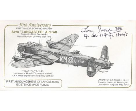 50th Anniv 1st Major Bombing Raid Lancaster Signed Tony Iveson 617 Sqn and 616 Sqn Battle of Britain. 50th Anniv First Major 