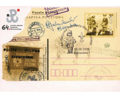 R Jakubowski Signed Warsaw Uprising Russian Postcard. The Warsaw Uprising was a major World War II operation, in the summer o