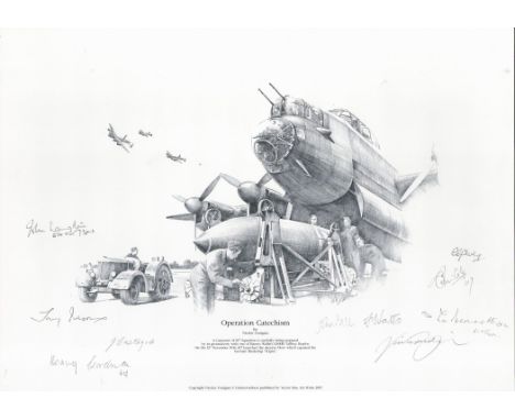 Nicolas Trudgian Multi signed black and white pencil drawn 16x12 Print Titled Operation Catechism. Limited Edition 119/250. H