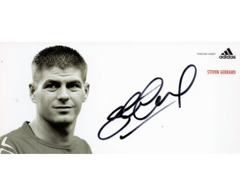 Steven Gerrard signed 8x4 Adidas black and white promo photo. Steven George Gerrard MBE (born 30 May 1980) is an English prof