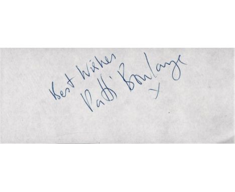 Patti Boulaye signed white album page. Boulaye is a British-Nigerian singer, actress and artist who rose to prominence after 