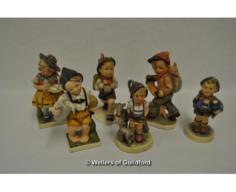 Three Hummel figures and three Friedel figures