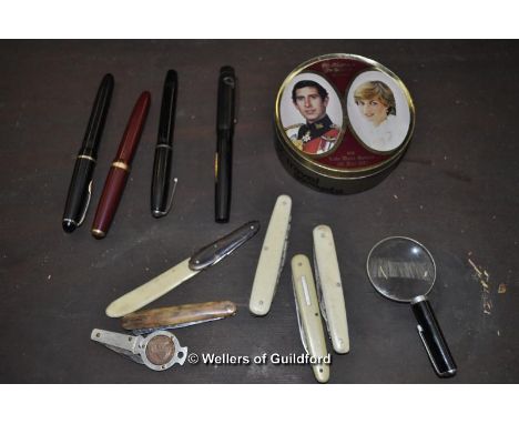 Osmiroid fountain pen, other fountain pens and pen knives etc