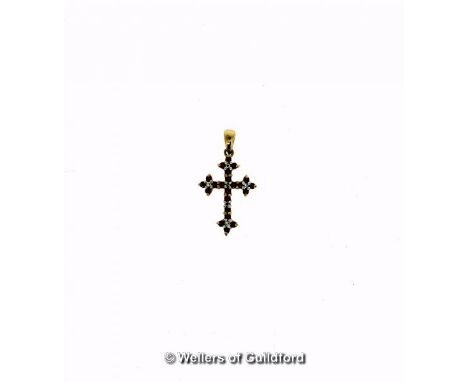 *Ruby set cross pendant, mounted in yellow metal tested as 9ct (Lot subject to VAT)
