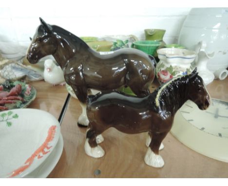 Two vintage shire horse figures including Beswick and Melba