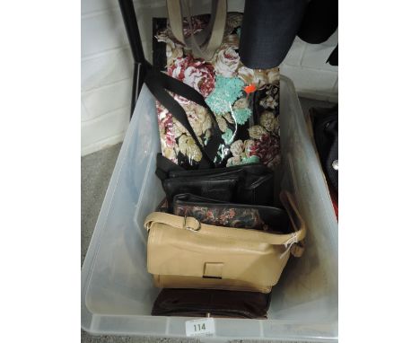 A selection of ladies vintage handbags , mostly new old stock, a mixture of clutches and shoppers, also included is a lizard 