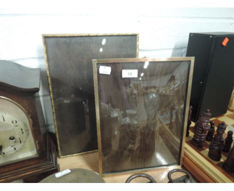 Two vintage art deco style photo or picture frames brass framed and similar bamboo effect